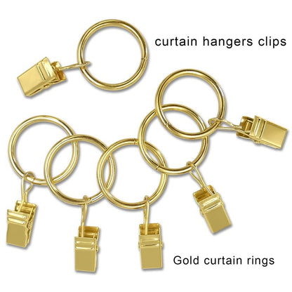 AMZSEVEN 44 Pack Metal Curtain Rings with Clips, Drapery Clips with Rings, Drapes Rings 1 inch Inner Diameter, Fits Diameter 5/8 inch Curtain Rods, Gold