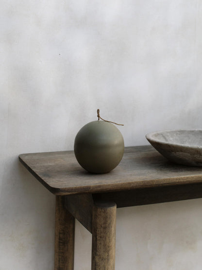 LAWA Imperfect Sphere Candle - Beautiful Handmade Pillar Scented Soy Wax Elegant Aesthetic Candle Housewarming Gift Home Room Shelf Decor Idea (Earthy Green, Large)