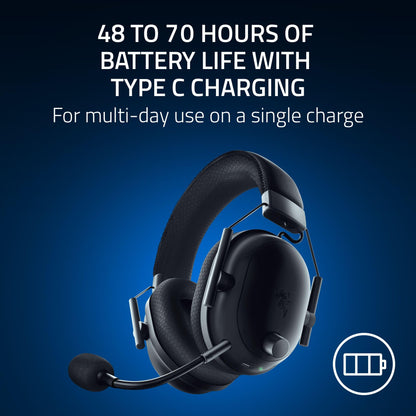 Razer BlackShark V2 Pro Wireless PlayStation Gaming Headset: 50mm Drivers - Super Wideband Mic - Noise Isolating Earcups - For PS5, Nintendo Switch 2, PC, Mac - Bluetooth, USB-C - 70hr Battery – Black