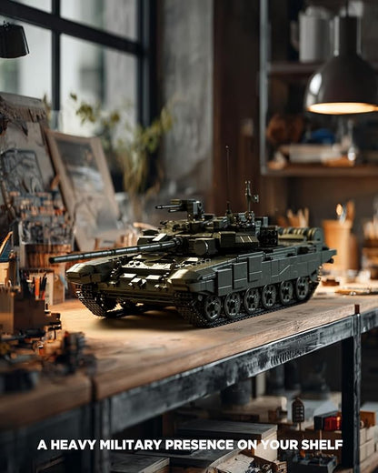 Nifeliz T-90A Military Tank Building Set for Adults Military Vehicle Model Set with Realistic Details Ideal for Army Collectors and Building Enthusiasts (2083 PCS NF10330)