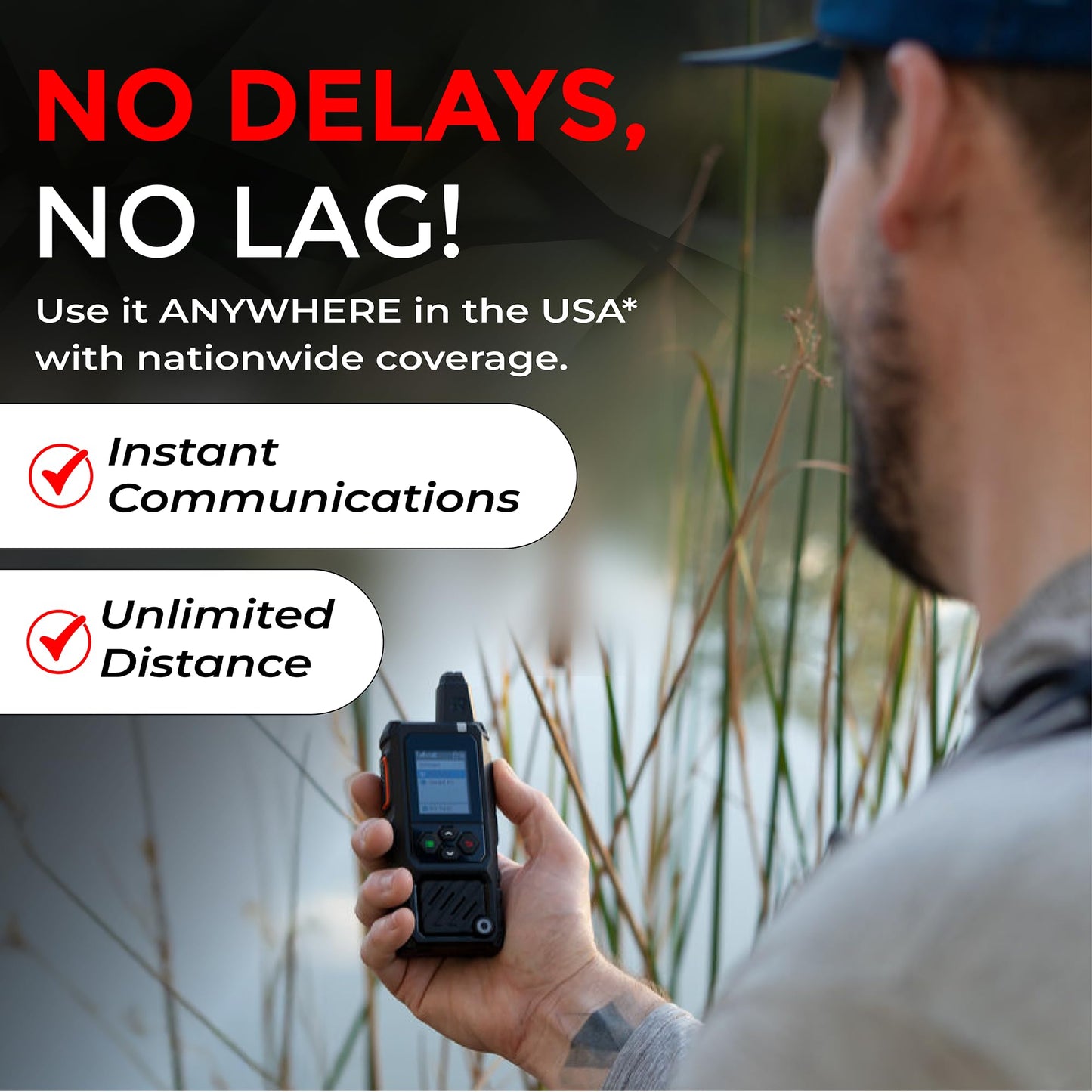 Rapid Radios RAD1 2-Pack Waterproof Rugged LTE + Wi-Fi Push-to-Talk Radio Nationwide Communication, IPX6 Weatherproof, Long Battery Life, Paging & Group Talk, PTT Radio