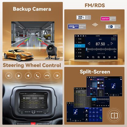 [4+128G] Hikity Android 15 Car Stereo for Jeep Renegade 2016-2021/Jeep Compass 2017-2020, 7'' in-Cell Touchscreen Radio Wireless Carplay Android Auto WiFi/BT/Mirror Link GPS SWC FM/EQ Backup Cam+Mic