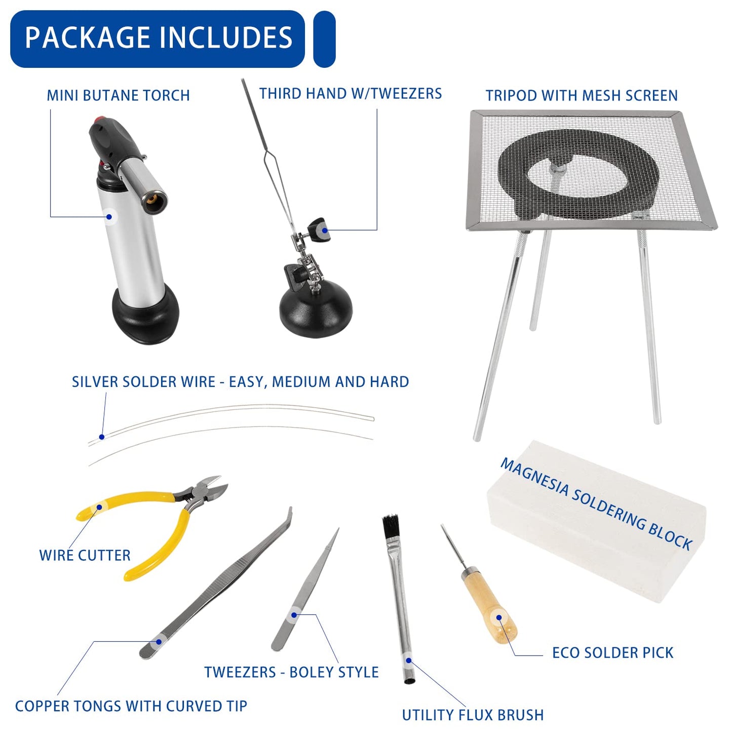 Standard Jewelry Soldering Kit with Silver Solder Wire & Butane Torch Kit for Jewelry Making Project & DIY Projects