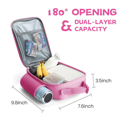 MEXS Lunch Box for Kids, DIY Charm ＆Insulated Lunch Bags for Boys Girls, Toddler Lunch Tote for School Picnic with Water Bottle Holder, Ideal for Ages 3+ (Unicorn/Dinosaur)