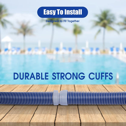 POOLWHALE Professional Swimming Pool Vacuum Cleaner Hose - 1.5” Extension Kit, 8 Pieces - Compatible with All Major Cleaners