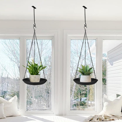 ARTORA Metal Plant Hanger, Indoor Decorative Wall Plant Hanging Basket Black Pot Holder Ceiling Flower Planter Hanging Chain with Long Hook (2 Pack)