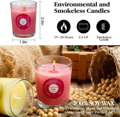 WREXCS Scented Candles with 10 Fragrances Gift Set for Home and Women，2.2oz Aromatherapy Soy Wax Glass Jar Candle，20 Pack