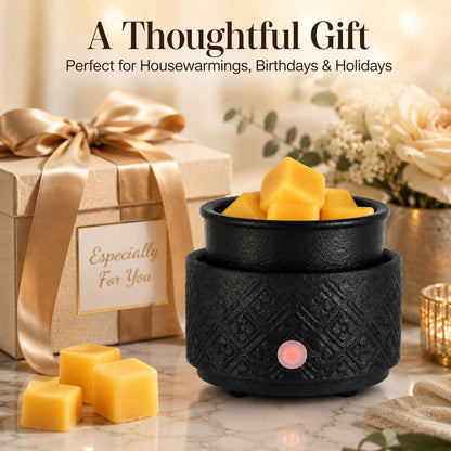 MOCOSA Wax Melt Warmer for Scented Wax,3-in-1Ceramic Wax Warmer Fragrances Candle Oils, Home Fragrance Burner,Electric Candle Warmer for Mom Women(Black)