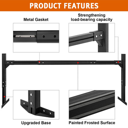 CIRONBOW Adjustable Aluminum Trailer Ladder Rack, Cargo Box Rack with 2 Straps, Adjustable Length 5.7FT-7.7FT, 2 Bars - Fit for Open and Enclosed Trailers, 800LB Capacity