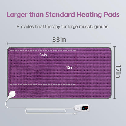 XXXL Heating Pad for Back Pain Relief, Heated Pad for Neck/Shoulders/Legs/Knees/Feet/Cramps, 6 Heat Settings Auto-Off, Heat Pads for Women, Birthday Mothers Day Gifts for Mom Wife Grandma Her, 17"x33"