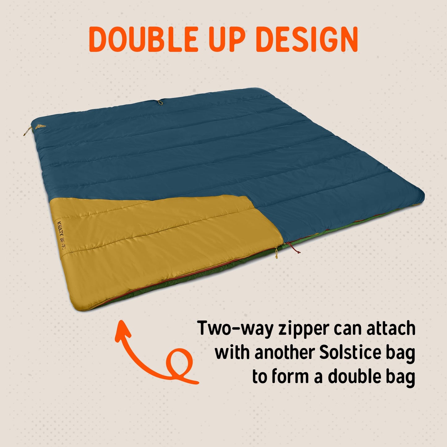 Kelty Solstice 20 Oversized Synthetic Camping Sleeping Bag, Spacious Shape, Zip Together for 2P, Anti-Snag Zips, Internal Pocket (20 Degree)