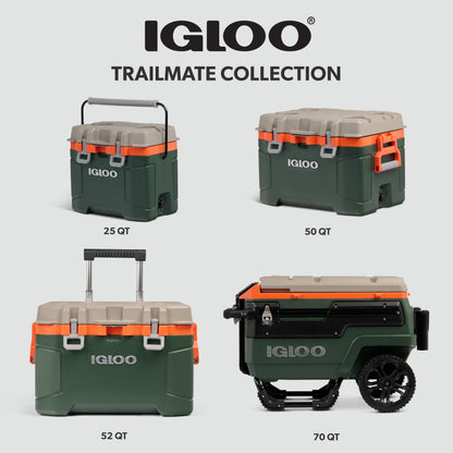Igloo Trailmate Journey 70Qt Wheeled Cooler, Insulated Hard Shell Ice Chest, Sportsman