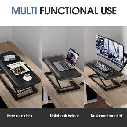 Omhuzsyo Standing Keyboard Tray Keyboard stand, Adjustable Height Keyboard and Mouse Riser for Desktop,For Ergonomic Sit Stand Workstations With Wrist Rest、Laptop Desk 26.7 x 11.7 Inch(Black)