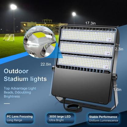 Tomourd 58000LM Super Bright LED Stadium Light 360W, Shoe Box Flood Light for Parking Lot & Sports Arena, 5000K 110-277V IP65 Waterproof Commercial Outdoor Security Lighting, Yoke Mount Fixture