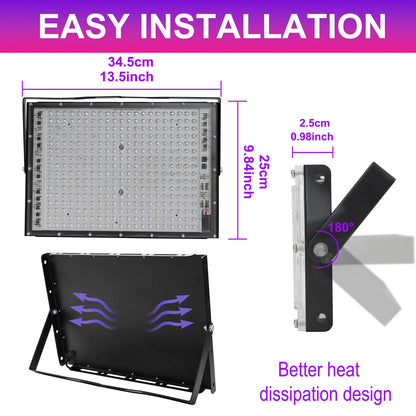 Waygor 300W LED Black Lights for Glow Party, Black Light Flood Light IP65 Waterproof 395nm UV Blacklight Floodlight Purple Black Light Spotlight Fluorescent UV Light Lamp for Halloween Decor (4 Pack)