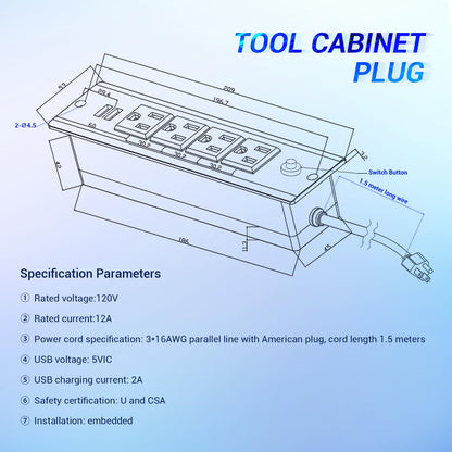CHETTO C 72 inch Tool Chest Tool Box Mobile 15 Drawer Storage 3 Upper Cabinet Power Outlet SS-Pegboard with Wheels Lock Key Locking System Drawer Liners for Garage Warehouse Repair Shop