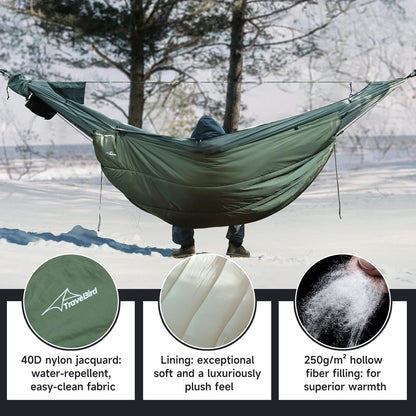 11Ft All-in-one Hammock Tent with Underquilt, Warm Insulation Ultralight 4 Season Under Quilt for Hammocks, Portable for Hiking, Backpacking