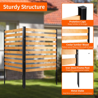 Svarog Outdoor Privacy Screen Fence Panels,Wood Privacy Screen Slatted No-Dig Fence kit for Air Conditioner,Trash Can,Pool Equipment Enclosure,38”W x 42”H,3 Panels
