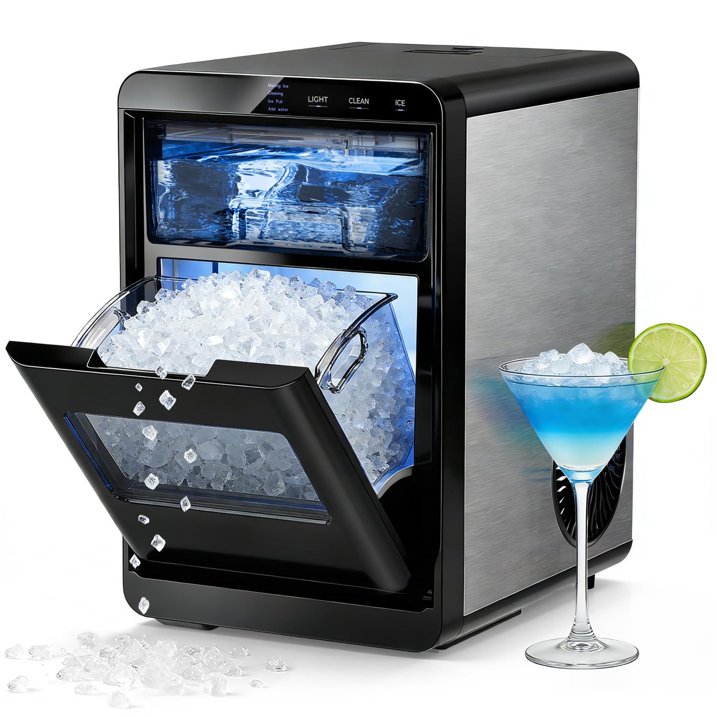 Antarctic Star Nugget Ice Maker Countertop - 44LB/Day, Self-Cleaning Portable Ice Machine with LED Display, 10-15 Minute Fast Ice Making for Home/Office/Bar