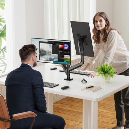 Simple Trending Dual Monitor Stand for 17-27 inch Computer Screens, Computer Stand, Adjustable Stand for 2 Monitors Holds up to 20 lbs, (Black)