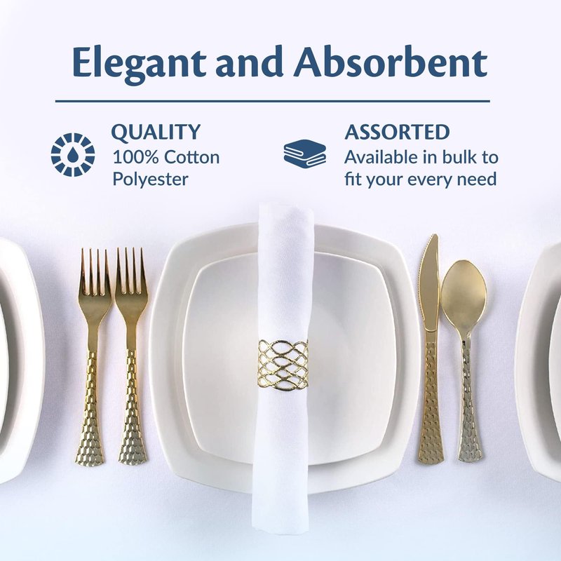 Elegant Restaurant Quality 100% Cotton Dinner Table Cloth Napkins with Clean- Lined Hemmed Edges, Bulk Set, Square 20" x 20'' for Weddings, Hotels, Restaurants, and Classy Home Dinners (60)