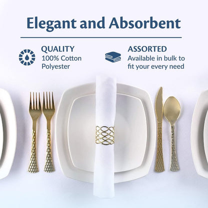 Elegant Restaurant Quality 100% Cotton Dinner Table Cloth Napkins with Clean- Lined Hemmed Edges, Bulk Set, Square 20" x 20'' for Weddings, Hotels, Restaurants, and Classy Home Dinners (60)
