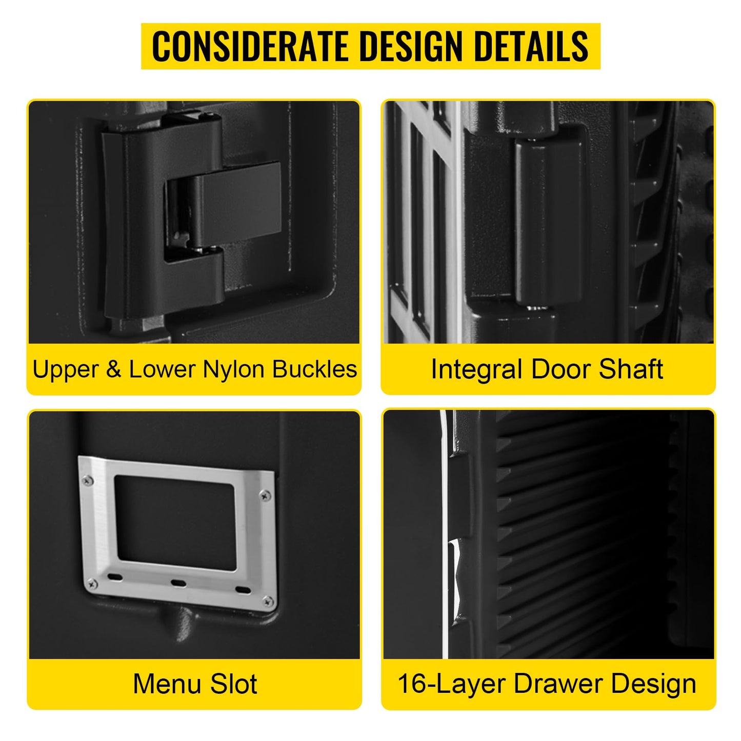 VEVOR Insulated Food Pan Carrier, 127 Qt Hot Box for Catering, LLDPE Food Box Carrier w/Double Buckles, Front Loading Food Warmer w/Handles, End Loader w/Wheels for Restaurant, Canteen, etc. Black