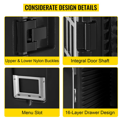 VEVOR Insulated Food Pan Carrier, 127 Qt Hot Box for Catering, LLDPE Food Box Carrier w/Double Buckles, Front Loading Food Warmer w/Handles, End Loader w/Wheels for Restaurant, Canteen, etc. Black
