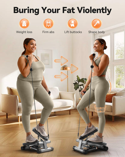 Niceday Steppers for Exercise, Stair Stepper with Resistance Bands, Mini Stepper with 300LBS Loading Capacity, Hydraulic Fitness Stepper with LCD Monitor