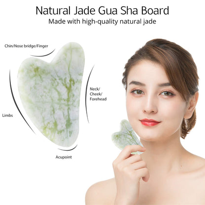 BAIMEI IcyMe Gua Sha & Jade Roller Facial Tools Face Roller and Gua Sha Set for Puffiness and Redness Reducing Skin Care Routine, Self Care Gift for Men Women - Green