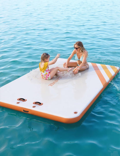 GAOMON Inflatable Dock Floating Platform, Thick Lake Floats for Adults, Non-Slip Air Dock Platform with Portable Carrying Bag, Floating Platform Island for Pool Beach Ocean(Orange,6 x 5 ft)