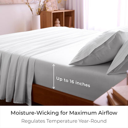 Mellanni Full Sheets Set - 4 PC Hotel Luxury Bedding | Extra Soft, Cooling, Wrinkle-Resistant (Full, White)