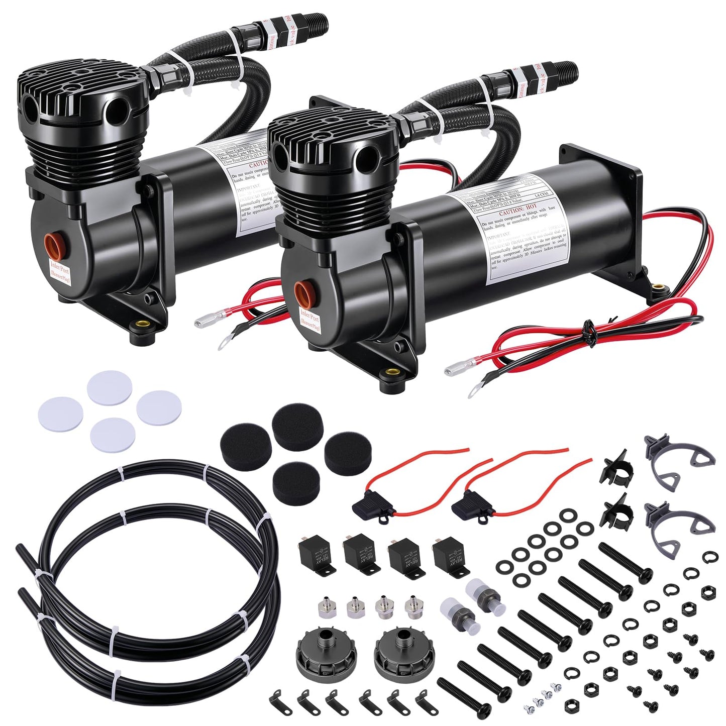 EVIL ENERGY 200PSI Air Horn Suspension Compressor for Car 12V Heavy Duty 3/8 NPT Onboard Air Ride Compressor for Train, Truck, Inflating Tires, Suspension Systems, Train Horn, DIY Pneumatic Tools