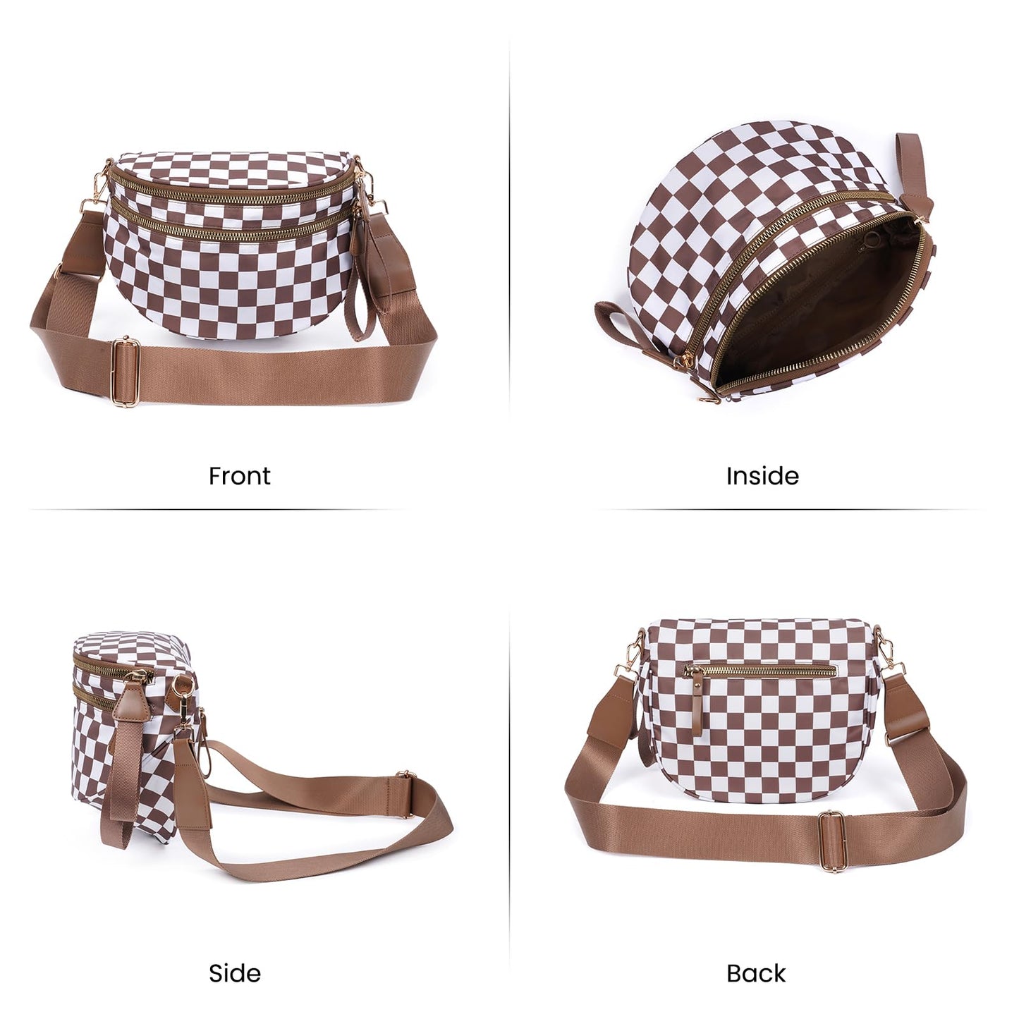 Nylon Crossbody Bags Bum Bag for Women Large Sling Bag Purse with Adjustable Strap（Black）