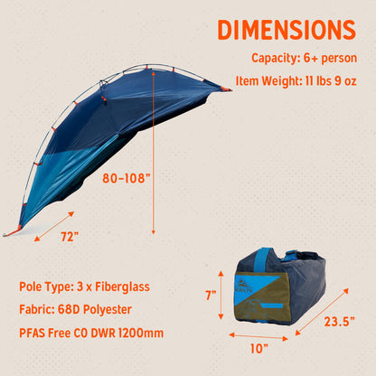 Kelty Backroads Shelter Universal Mounted Car Camping Shelter with Zippered Entry, Sturdy Frame, Protection from Elements, UV, Stuff Duffel Included