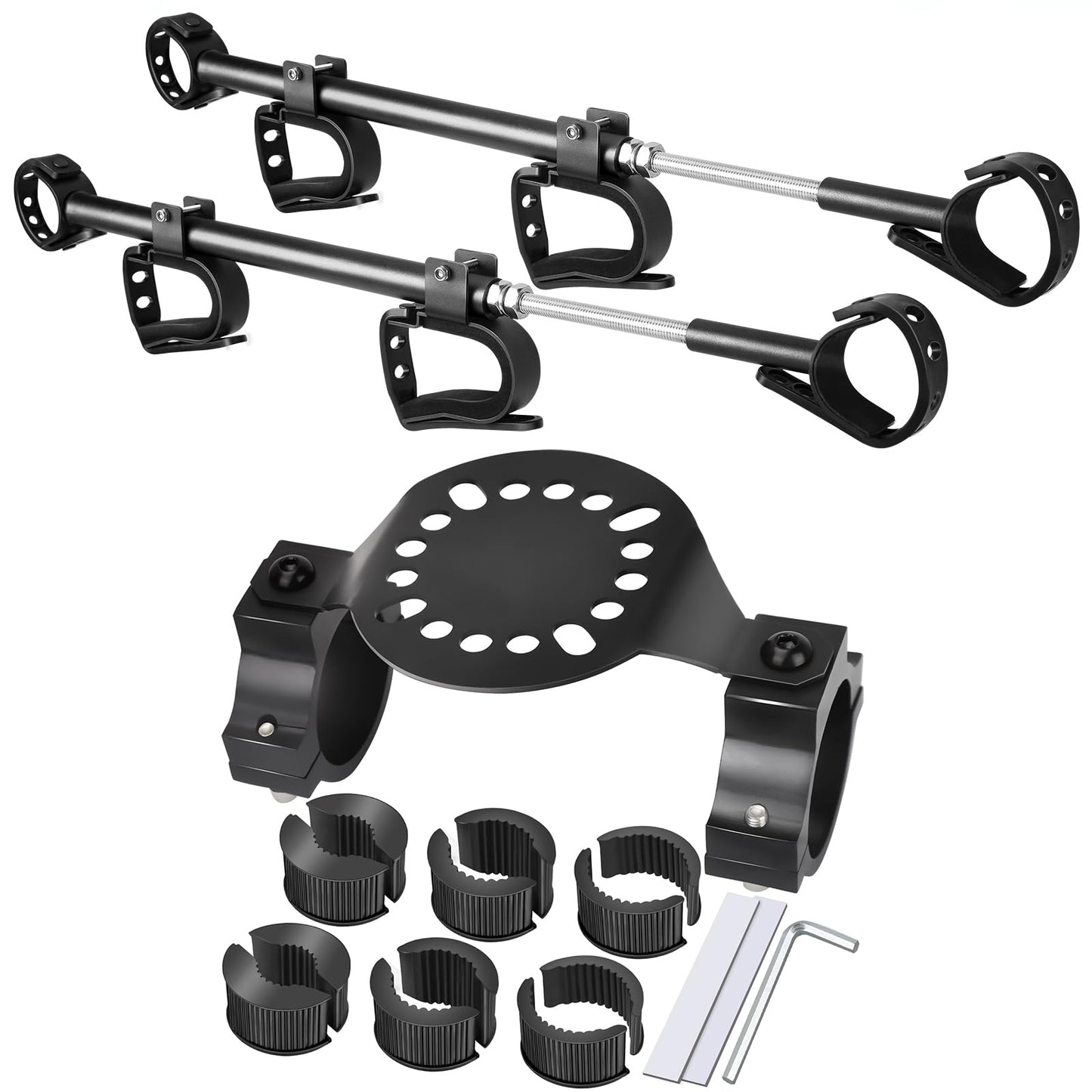 Drieaco Upgraded UTV Gas Can Mount fits for Vehicle with 1- 2" roll bar and UTV Overhead Gun Rack Fits 21-28" Spacing Roll Bars
