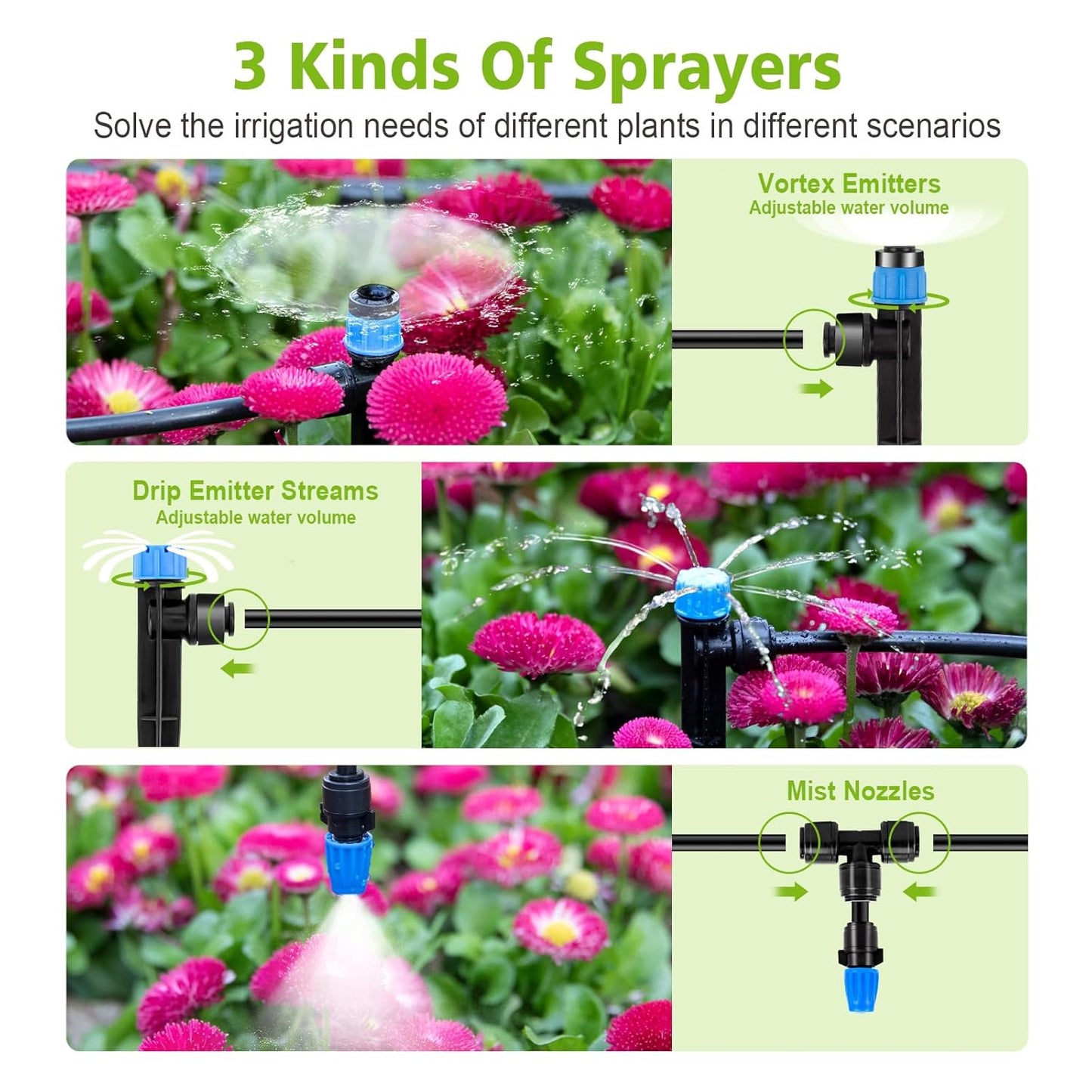 Quick-Connect Drip Irrigation System Kit by [Brand Name] - 230FT Automatic Garden Watering for Greenhouse & Lawn