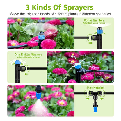 Quick-Connect Drip Irrigation System Kit by [Brand Name] - 230FT Automatic Garden Watering for Greenhouse & Lawn