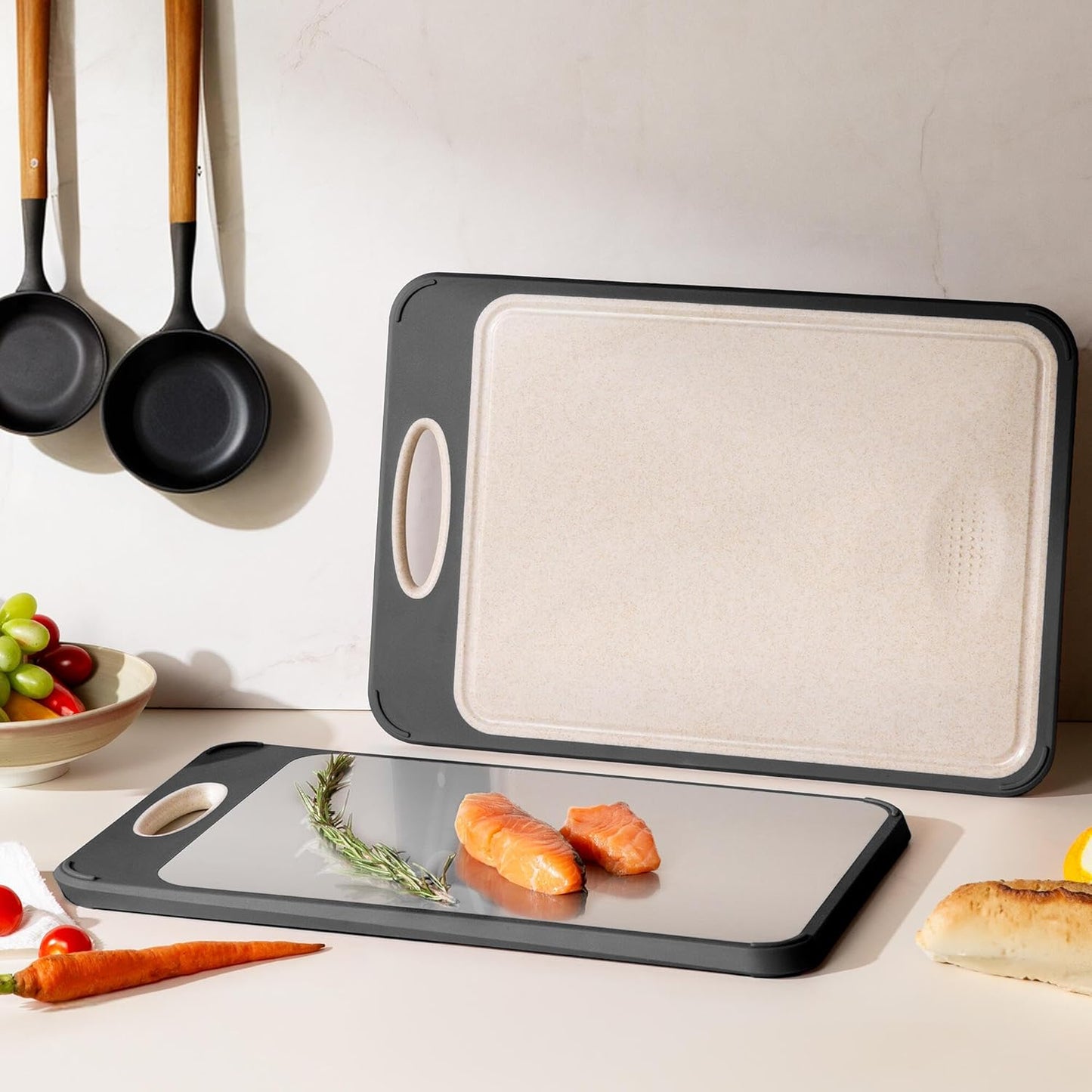 Stainless Steel Cutting Board - Non-Toxic Double-Sided Chopping Board for Meat & Vegetables | Large 16” x 11” Size