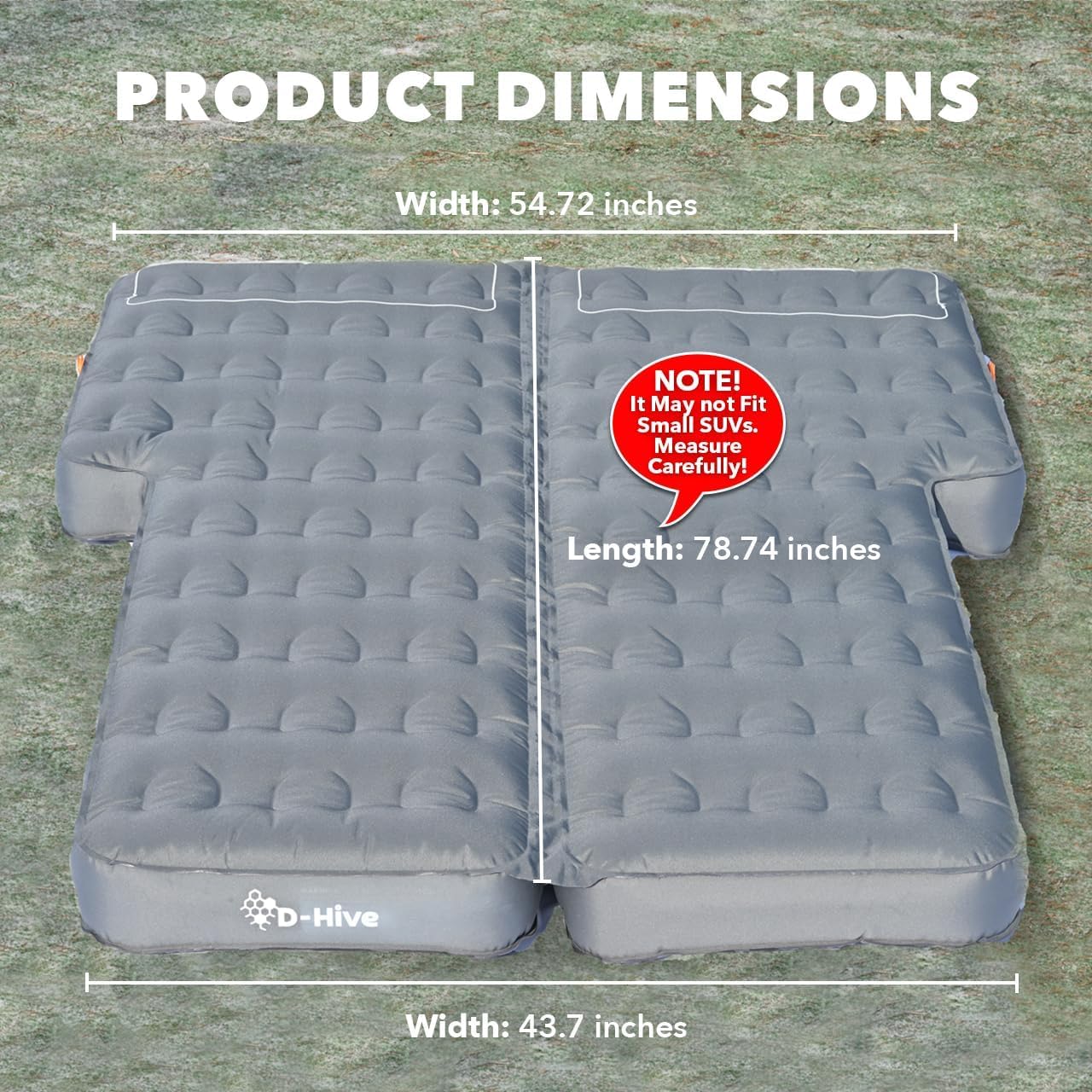 D-Hive Unbeatable Durability SUV Air Mattress for Car Camping, Durable Extra Thick 300D Oxford Fabric, Quick Easy Set-Up w/Electric Pump, Bed Mattress, Mattress for SUV, Car Air Mattress