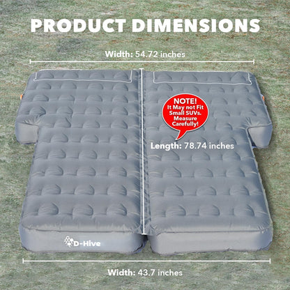 D-Hive Unbeatable Durability SUV Air Mattress for Car Camping, Durable Extra Thick 300D Oxford Fabric, Quick Easy Set-Up w/Electric Pump, Bed Mattress, Mattress for SUV, Car Air Mattress