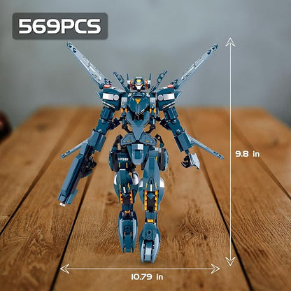 Mech Robot Transforming Building Blocks Set for Adults Blue City Protector Mecha Model Action Figures Cool Creative Robots STEM Toys Gift for Teens Boys 569 Pieces