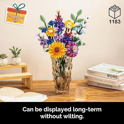Sunflower Building Blocks Set (1183PCS) - Lego Compatible Flowers for Adults Home Decor for Women &amp Teen Girls Making It an Ideal Gift for Valentine's Day &amp Mother's Day.