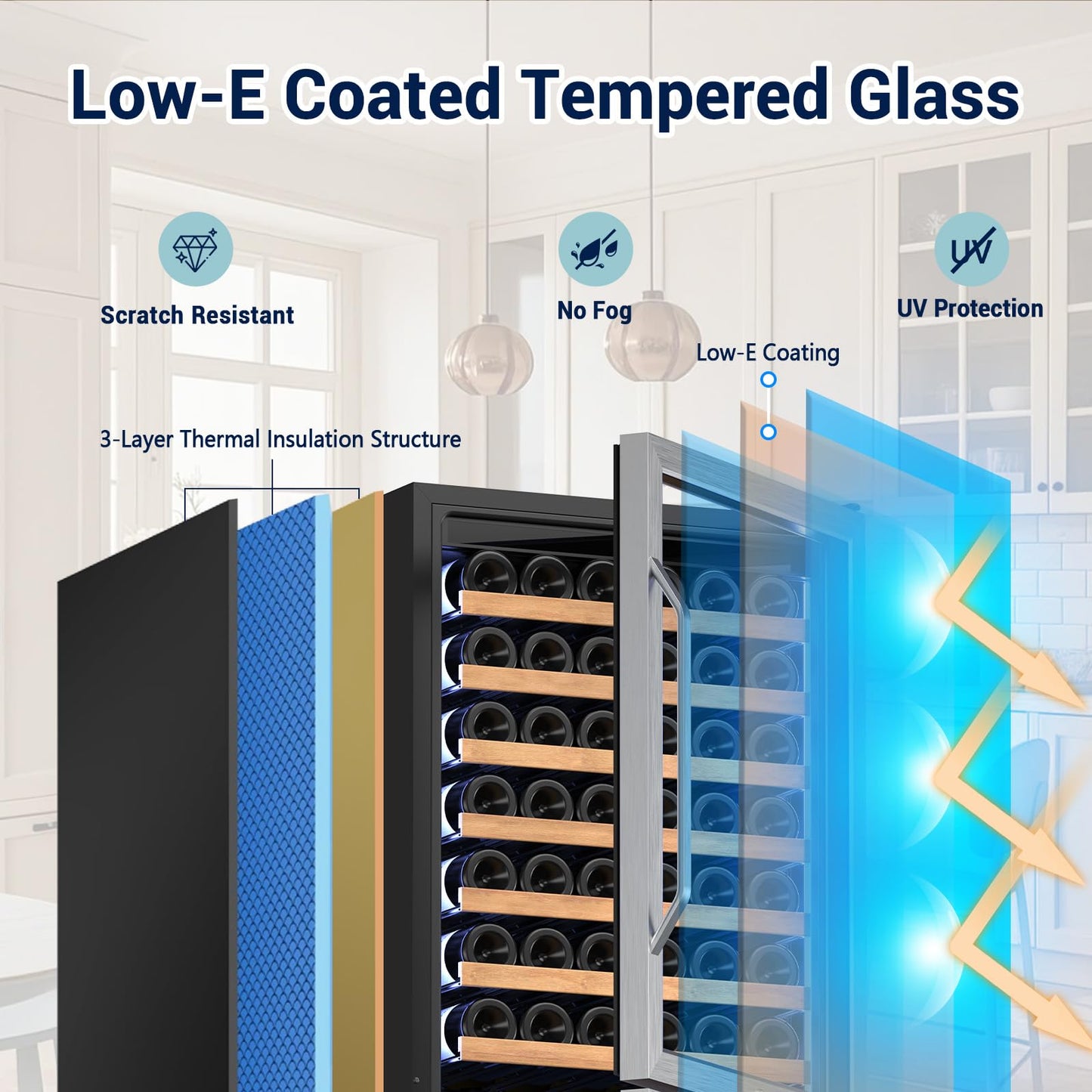 Tylza 24'' Wine and Beverage Refrigerator, Dual Zone Wine Fridge with 190 Cans and 90 Bottles, Upgraded Compressor, Low-E Tempered Glass, Safety Lock, 2 In 1 Beverage Fridge for Home or Commercial