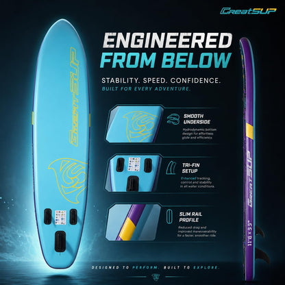 11'6'' Inflatable Stand Up Paddle Board for Adults, Non Slip Deck Blow Up Paddle Board for Fishing Yoga, Paddleboards with SUP Accessories, Fins, Leash, Air Pump, Seat, Backpack