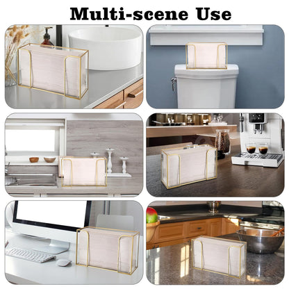 Sumnacon Countertop Bathroom Paper Towel Dispenser Glass Paper Towel Dispenser for Home Bathroom Kitchen Office Toilet Table,Gold Paper Towel Holder for Multifold C Fold Trifold Z Fold