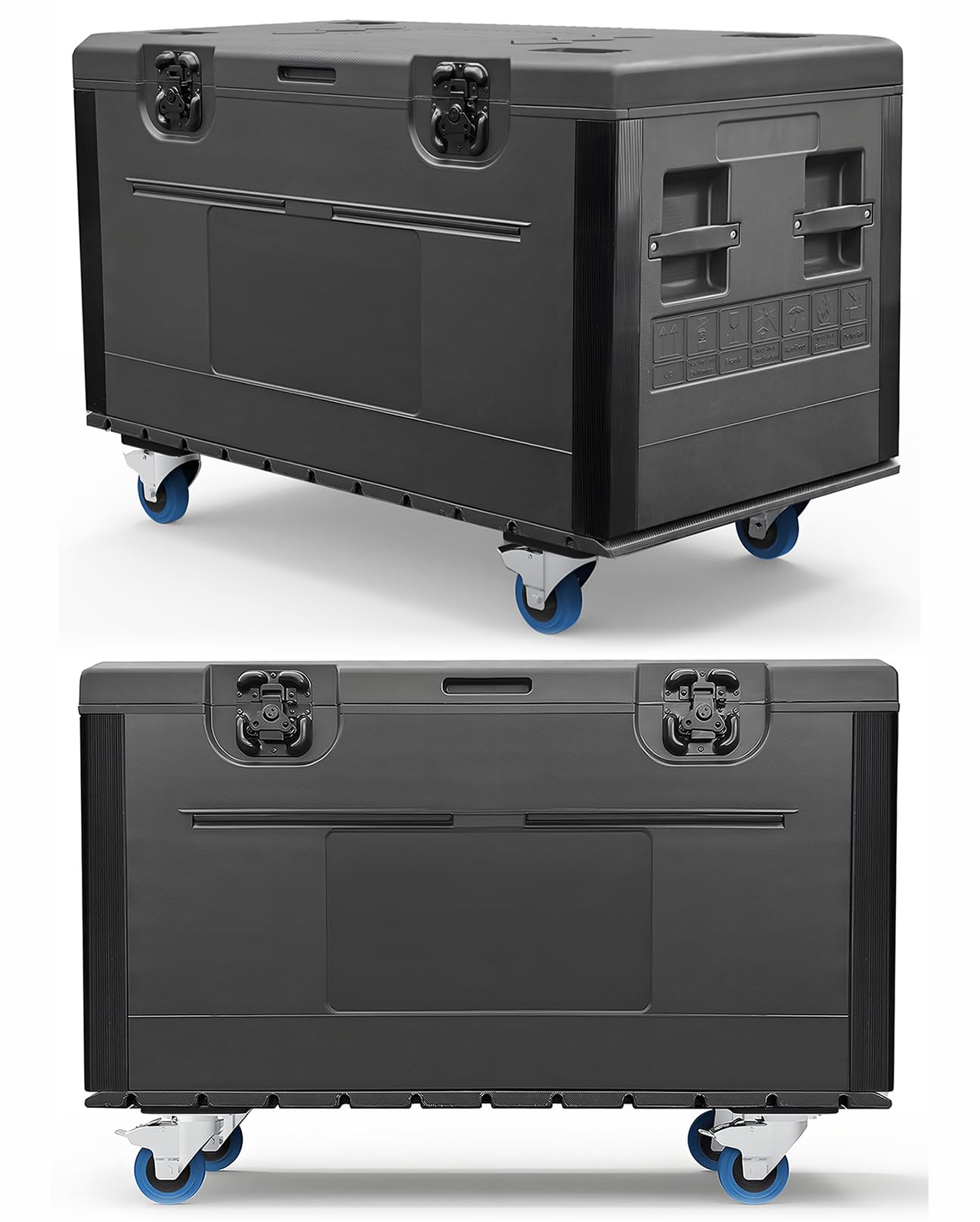 Diandian Utility Cable Trunk Road Case with Wheels, 44" x 22" x 24" Professional Stackable Heavy Duty ATA Rolling Road Case, for Pro Audio & DJ Equipment Storage, Transport for Touring with Casters