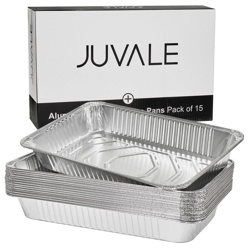 Juvale Aluminum Foil Pans 21x13 (15 Pack) Full Size Disposable Trays for Steam Table, Food, Grills, Baking, BBQ
