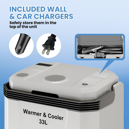 Takywep 35 QT Electric Cooler for Car, 12V/110V Portable Car Fridge Cooler & Warmer with AC/DC Power, 33L Car Refrigerator for Travel, Camping, Truck, Home Use, Gray