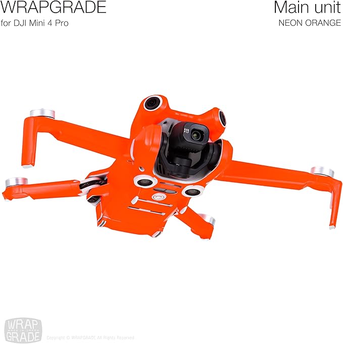 WRAPGRADE Skin Stickers Compatible with DJI Mini 4 Pro | Full Wrap (Neon Orange)